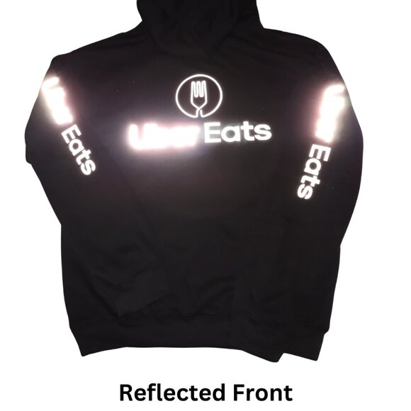 UberEats Reflective Hooded Sweatshirt Hoodie - Delivery Driver (Black) - Picture 6 of 17